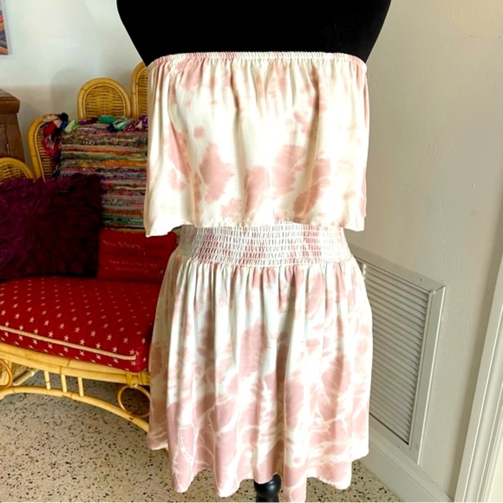 OCEAN DRIVE Strapless Tie Dye Blush Pink Dress! New! Medium